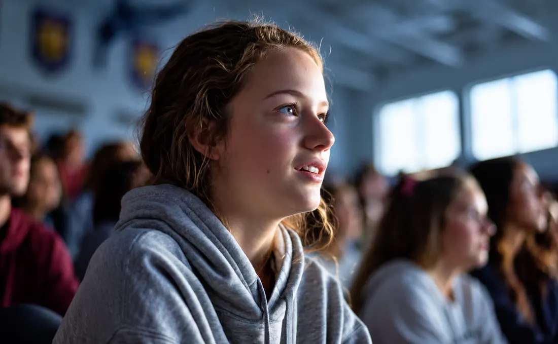Student listening in a classroom
